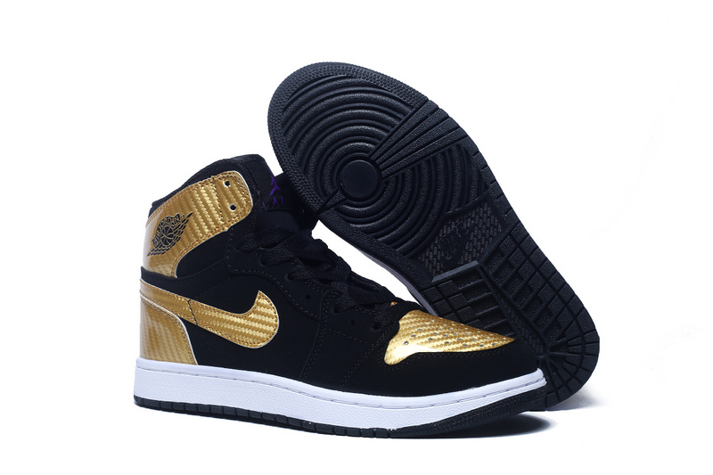 Running weapon Wholesale China Air Jordan 1 Black/White/Golden - Click Image to Close